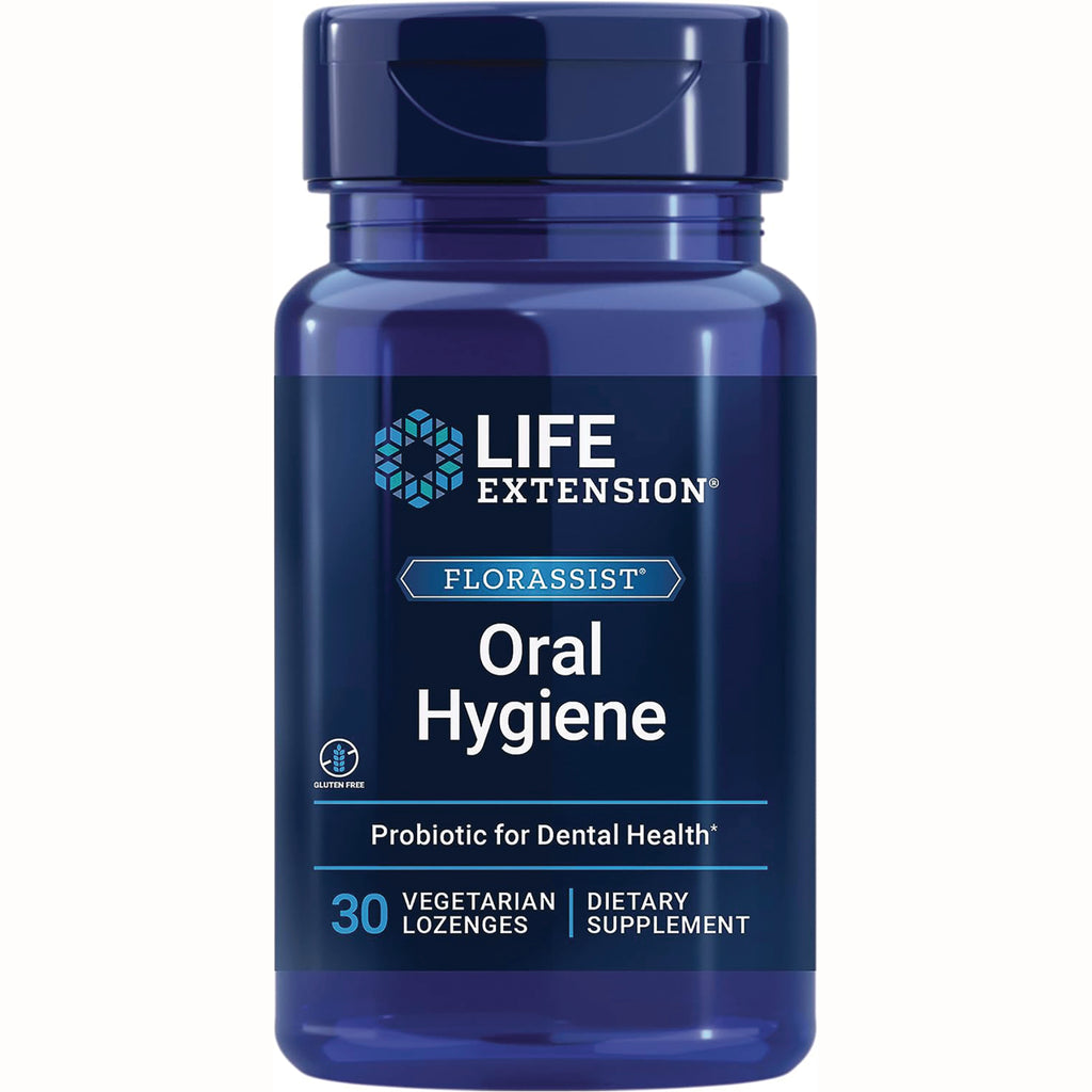 LE426 | Blue Life Extension Florassist Oral Hygiene probiotic lozenges bottle, 30 vegetarian lozenges - Thumbnail