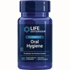 LE426 | Blue Life Extension Florassist Oral Hygiene probiotic lozenges bottle, 30 vegetarian lozenges