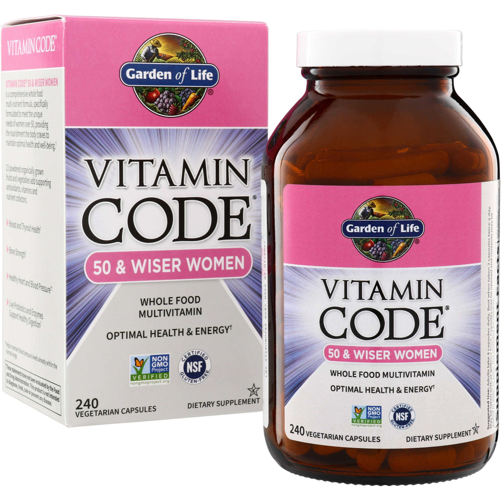 GLF097 | Garden of Life Vitamin Code 50 & Wiser Women whole food multivitamin, 240 vegetarian capsules - Thumbnail