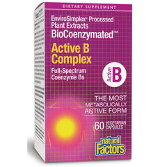 NFC213 | Active B Complex front box, purple grid design, 60 vegetarian capsules, Natural Factors logo