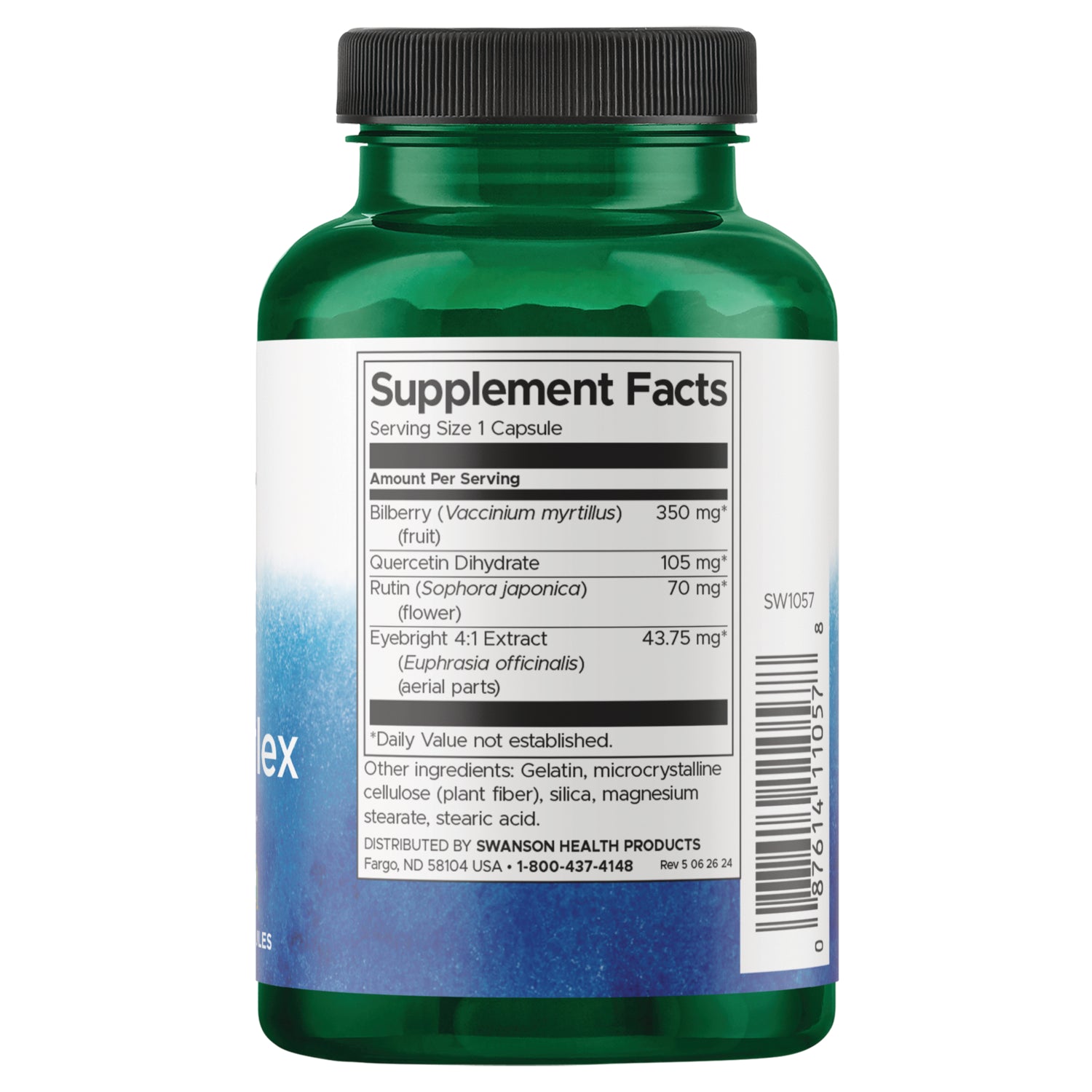 SW1057 | Back label with supplement facts and serving information