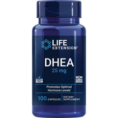 LE104 | Life Extension DHEA 25 mg supplement bottle, 100 capsules front label