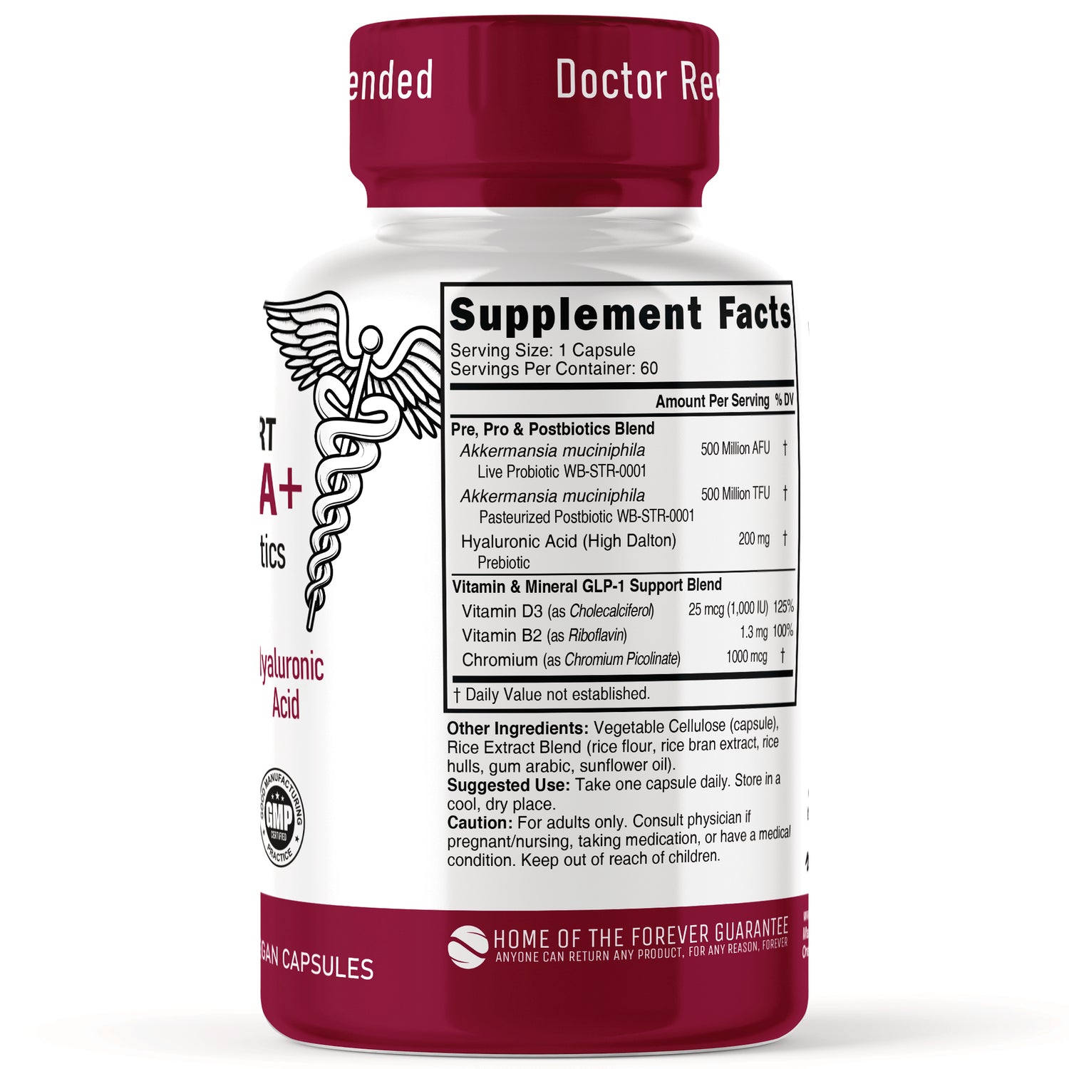 NFU016 | Back of white supplement bottle showing Supplement Facts label, ingredients and directions