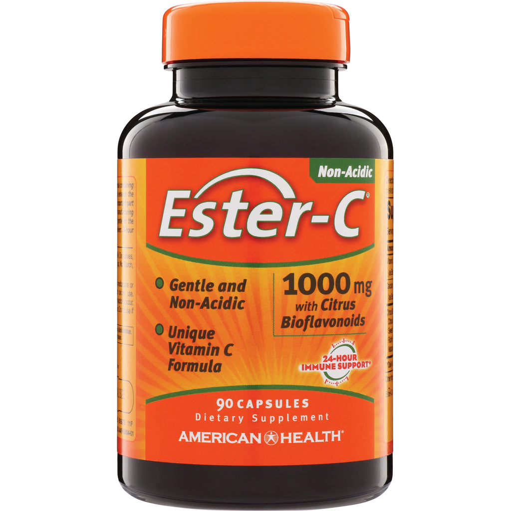 AM122 | Ester-C 1000 mg supplement bottle, 90 capsules, Non-Acidic with citrus bioflavonoids - Thumbnail