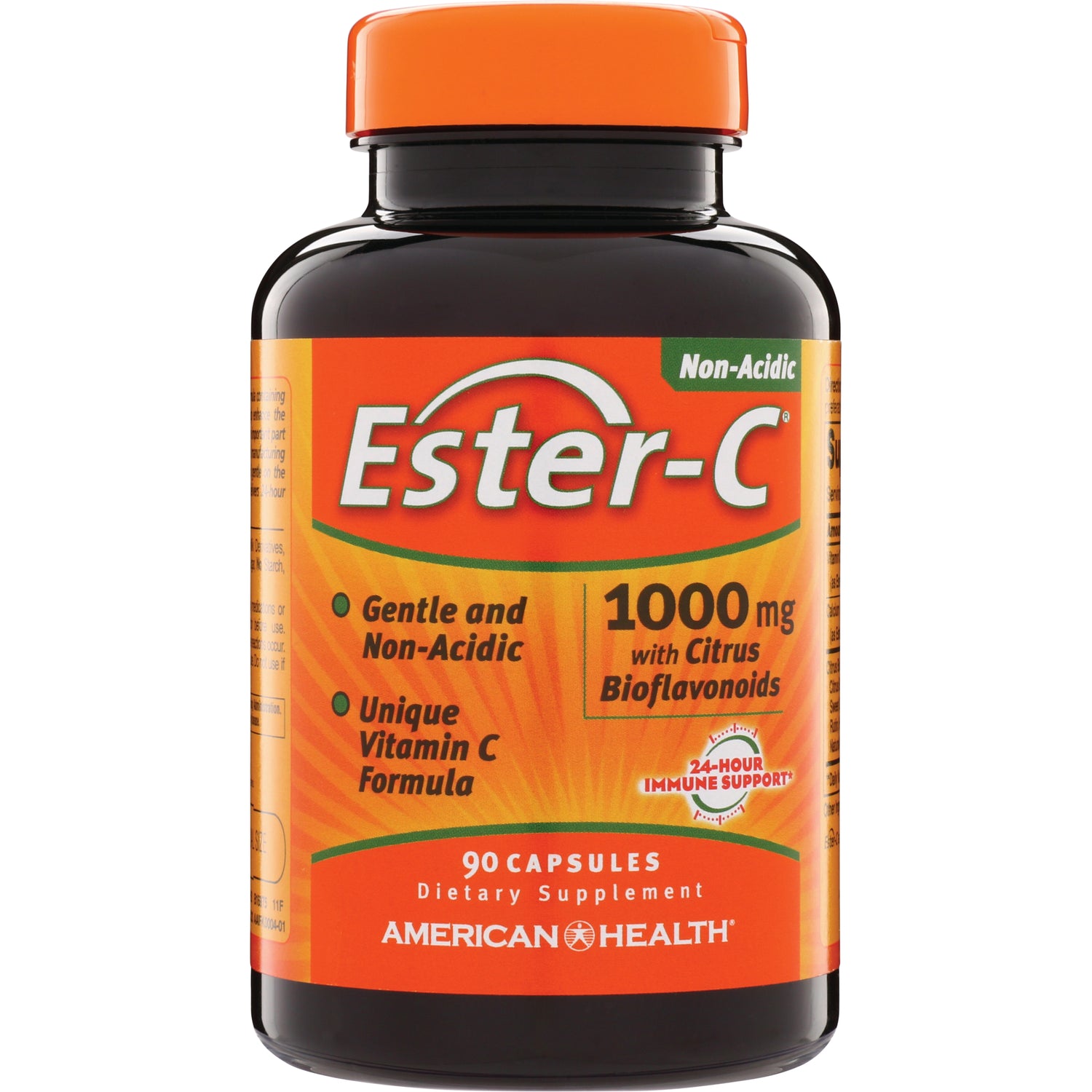 AM122 | Ester-C 1000 mg supplement bottle, 90 capsules, Non-Acidic with citrus bioflavonoids