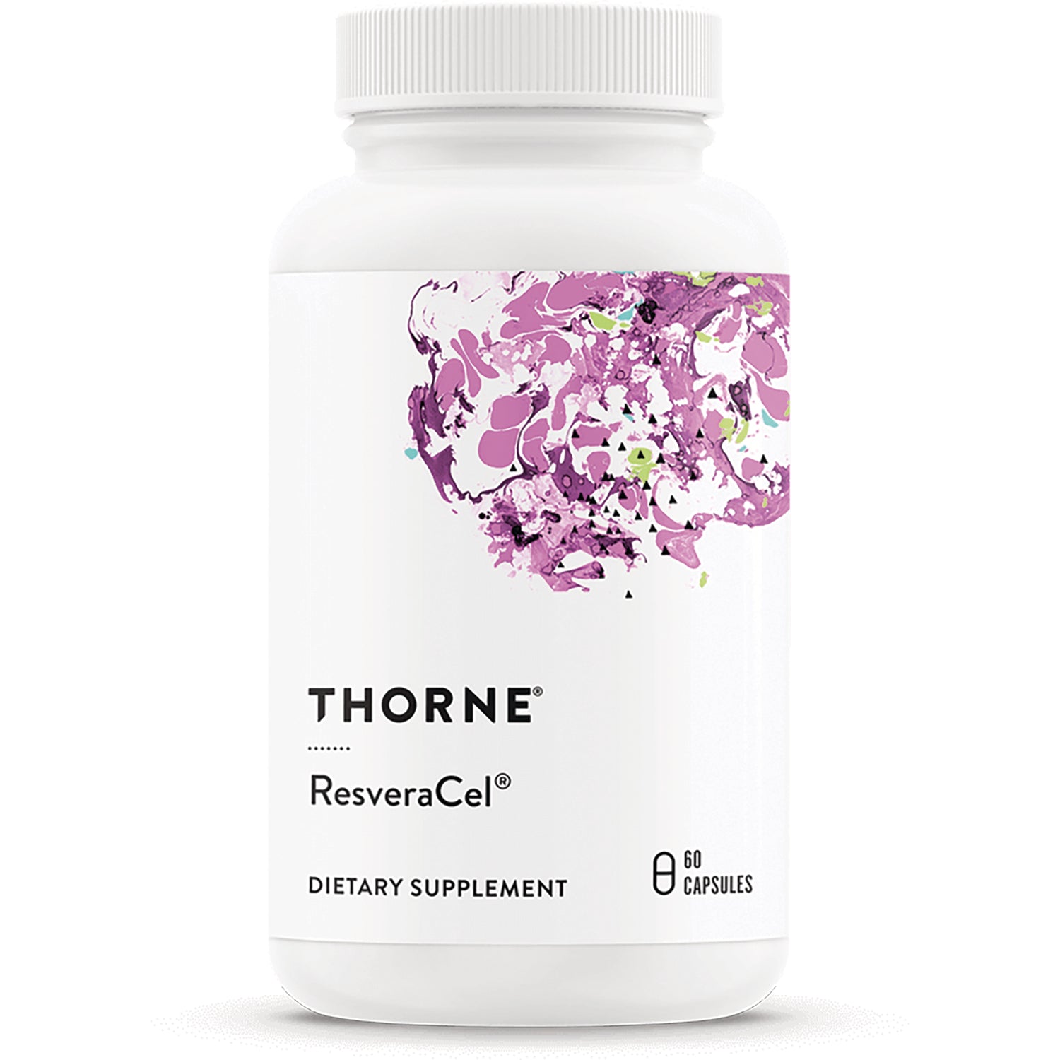 TRN022 | Thorne ResveraCel dietary supplement, 60 capsules bottle front