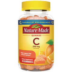 NTM083 | Nature Made gummies vitamin C 250 mg per serving, tangerine flavor bottle with 80 sugar-coated gummies