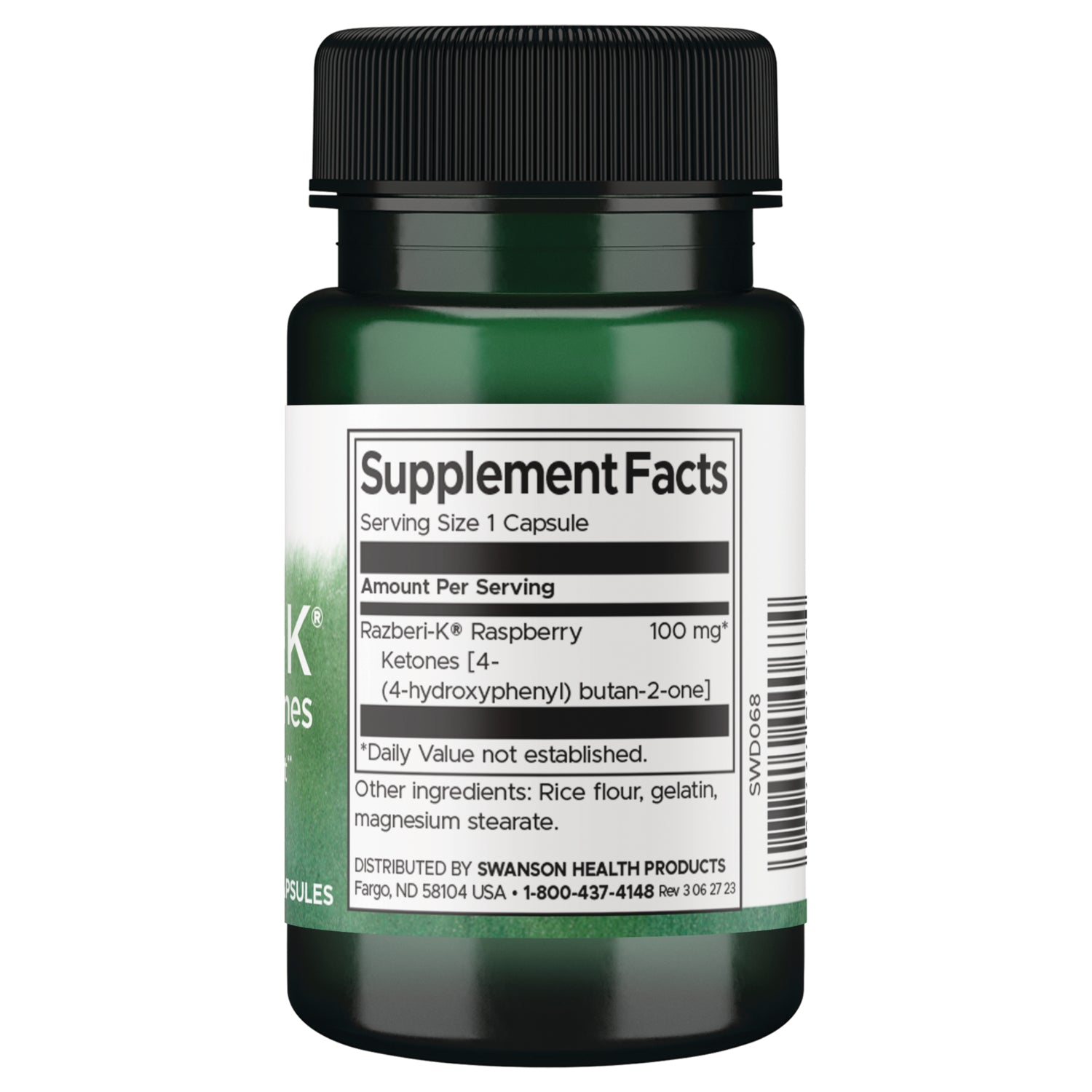 SWD068 | Back label with Supplement Facts: Serving Size 1 capsule