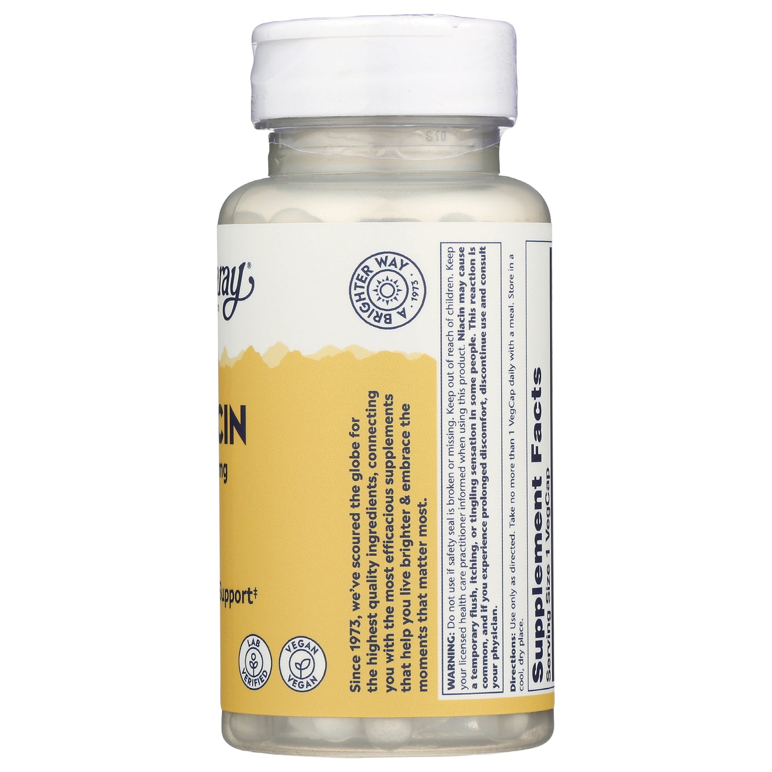 SLR225 | Back of yellow-labeled supplement bottle showing Supplement Facts panel and ingredient text