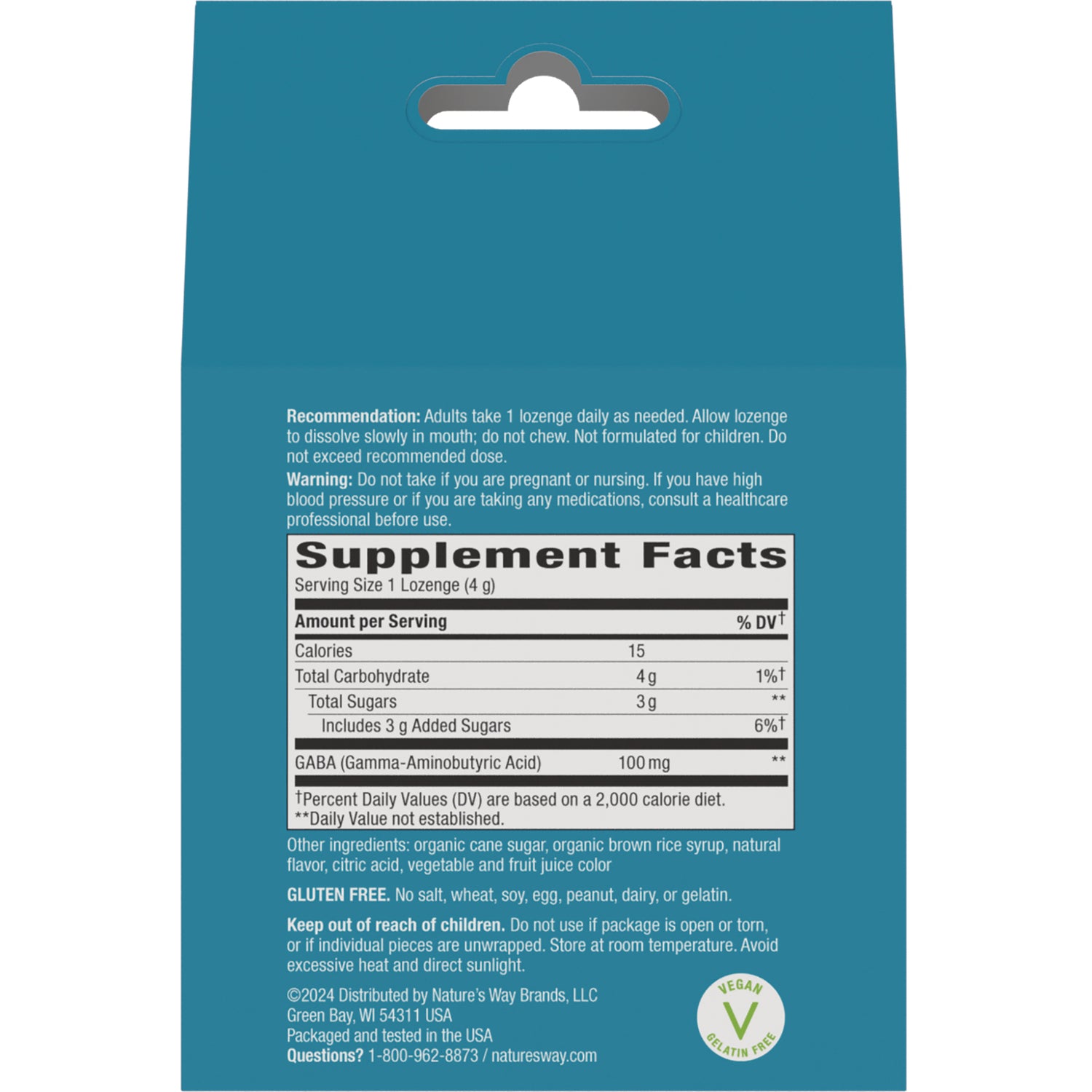 NW1066 | teal product back showing Supplement Facts panel, directions, warnings and ingredient list