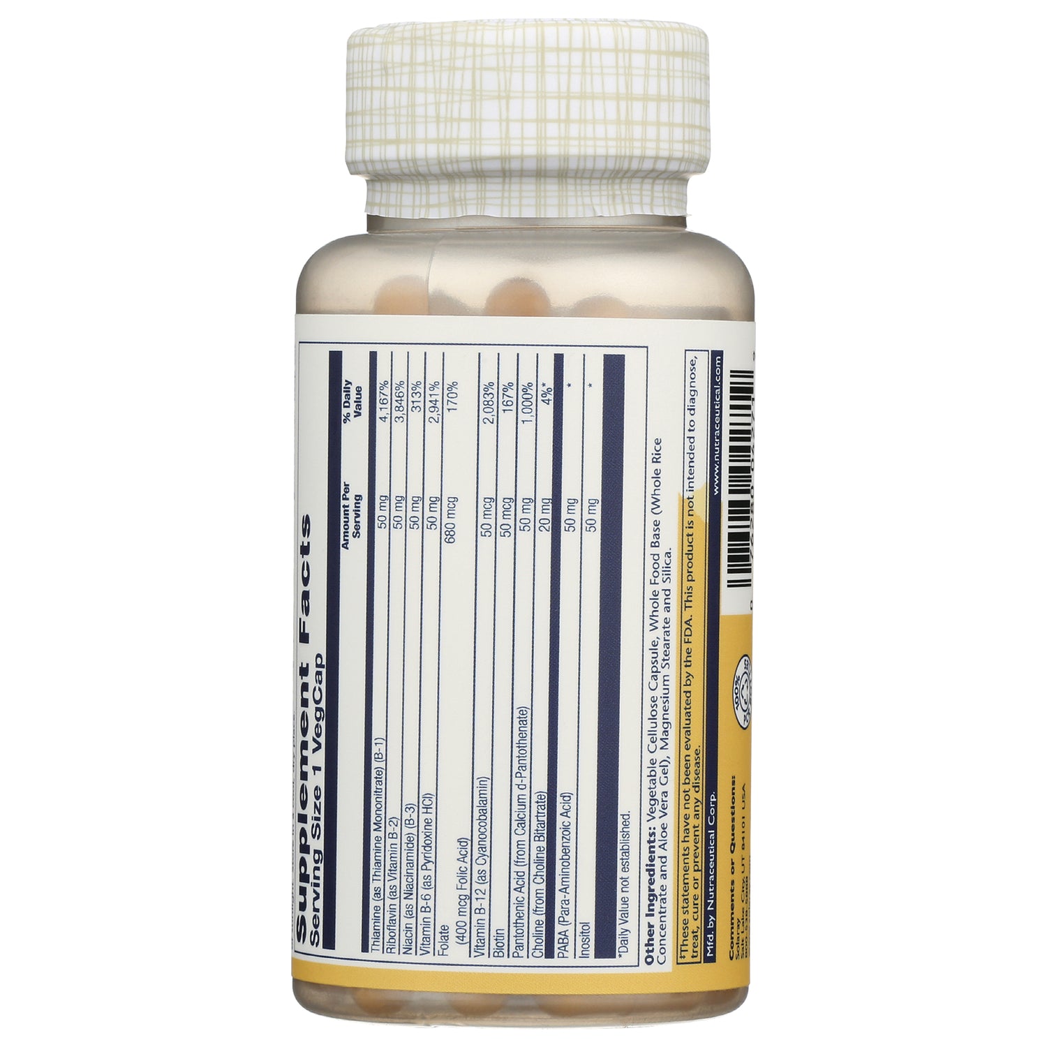 SLR238 | Supplement Facts panel and ingredients on back of bottle label