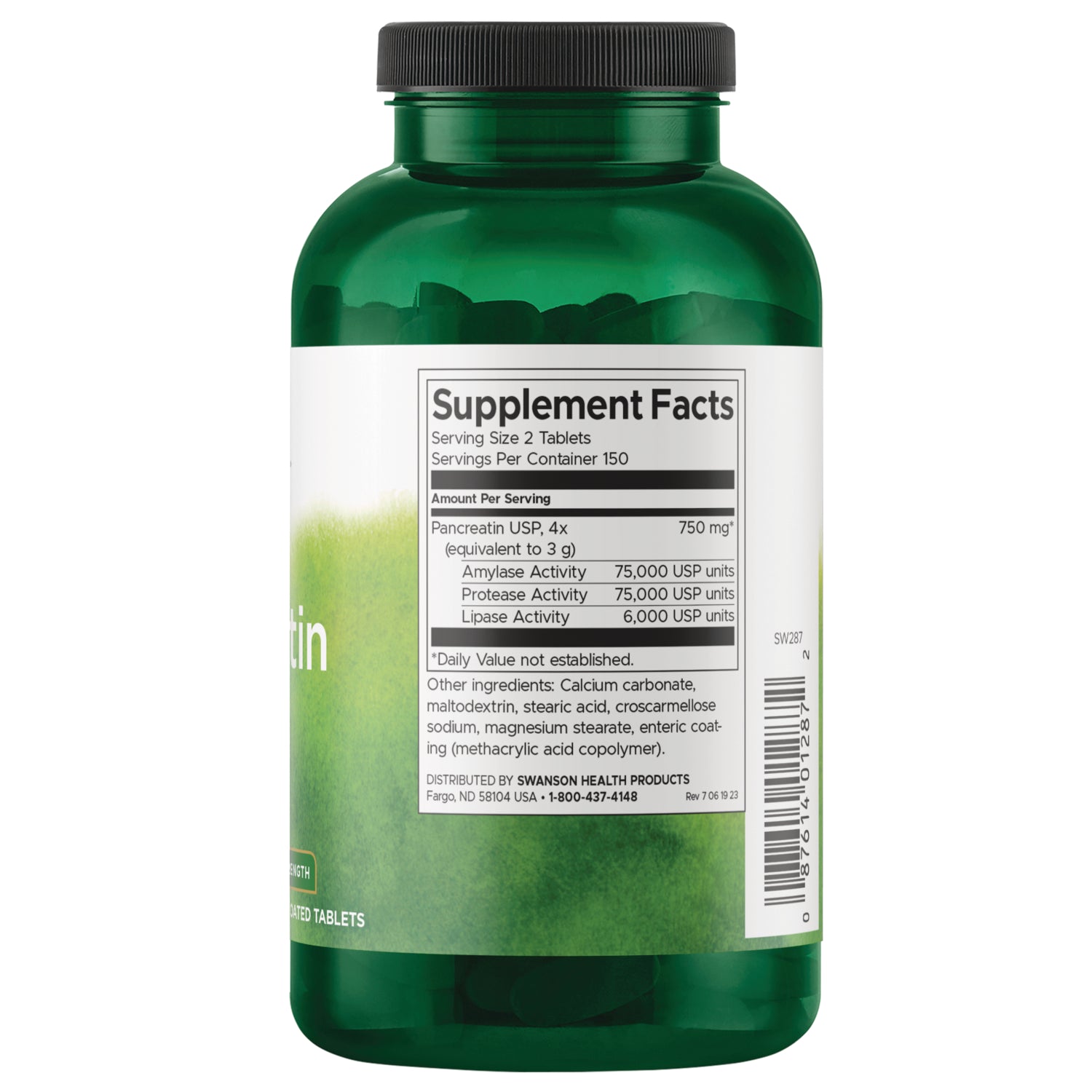 SW287 | Back label with Supplement Facts
