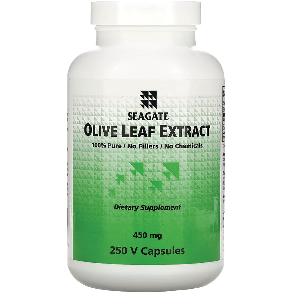 SEG005 | SEAGATE Olive Leaf Extract bottle front label showing 450 mg, 250 V Capsules - Thumbnail