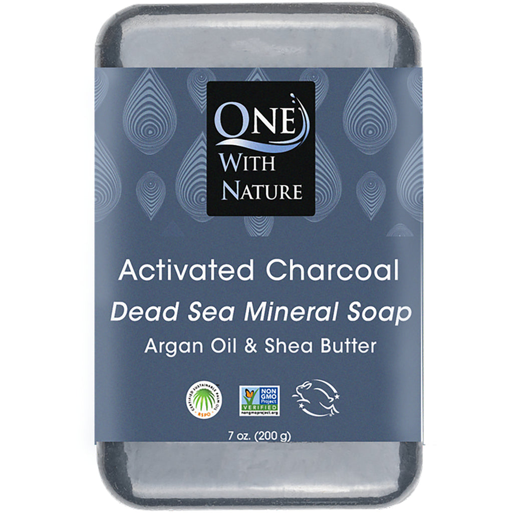OWN029 | One With Nature Activated Charcoal triple milled mineral soap bar labeled 7 oz with argan oil and shea butter - Thumbnail
