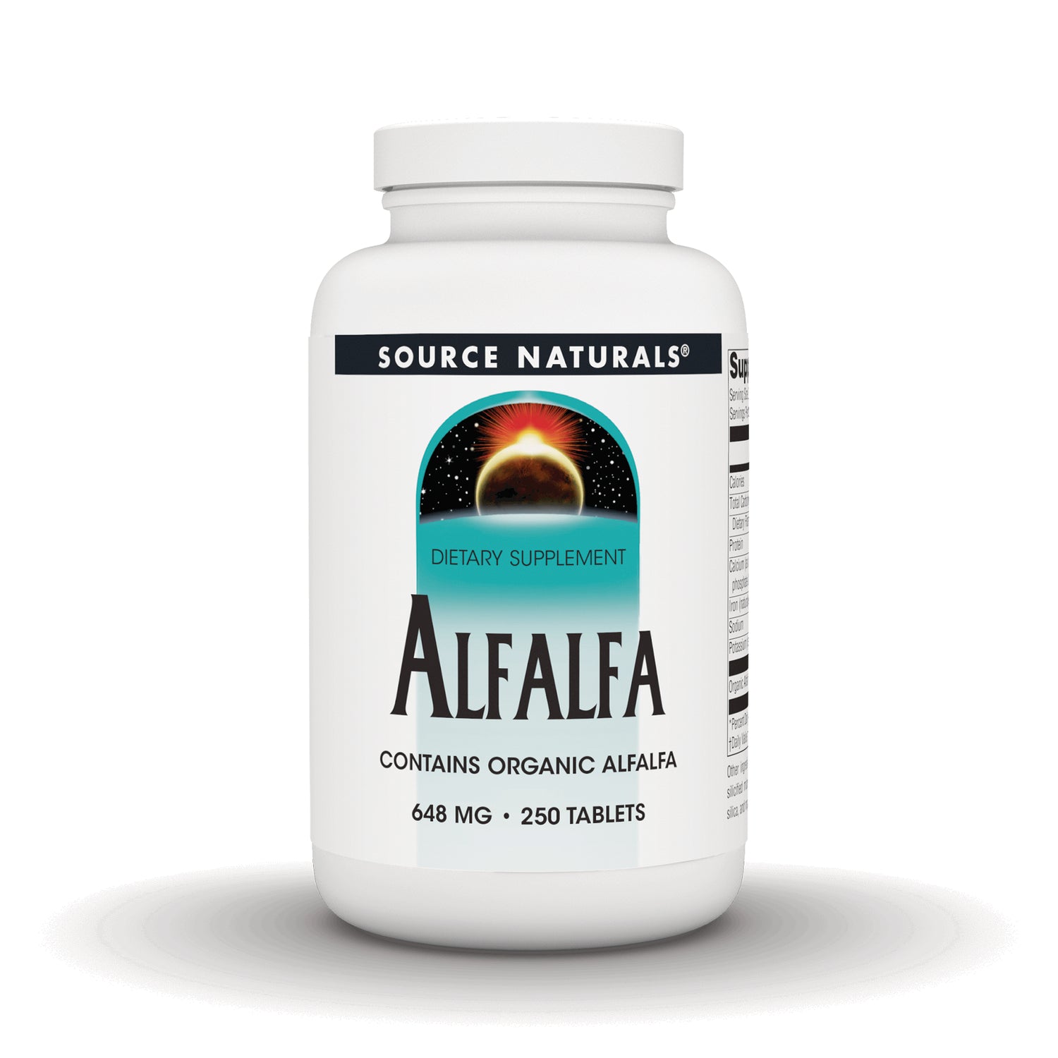 SN525 | Source Naturals Alfalfa dietary supplement, contains organic alfalfa, 648 mg, 250 tablets