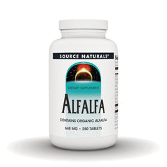 SN525 | Source Naturals Alfalfa dietary supplement, contains organic alfalfa, 648 mg, 250 tablets