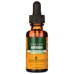 HPH163 | Amber dropper bottle labeled MYRRH herbal supplement by Herb Pharm 1 fluid ounce