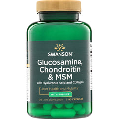 SWU293 | Swanson Glucosamine, Chondroitin & MSM capsules with hyaluronic acid and collagen, 90 count