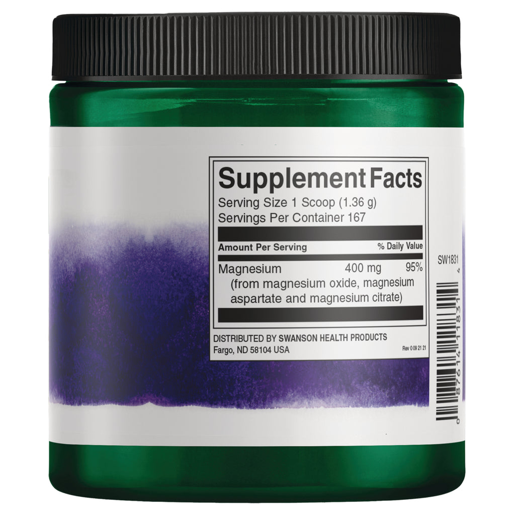 SW1831 | Back label with Supplement Facts: Magnesium 400 mg per scoop, 167 servings - Thumbnail