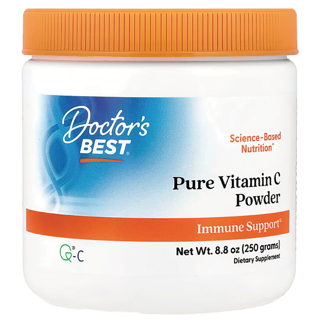 DB222 | Doctor's Best Pure Vitamin C Powder jar with orange lid labeled Immune Support Net Wt 8.8 oz (250 grams) - Thumbnail