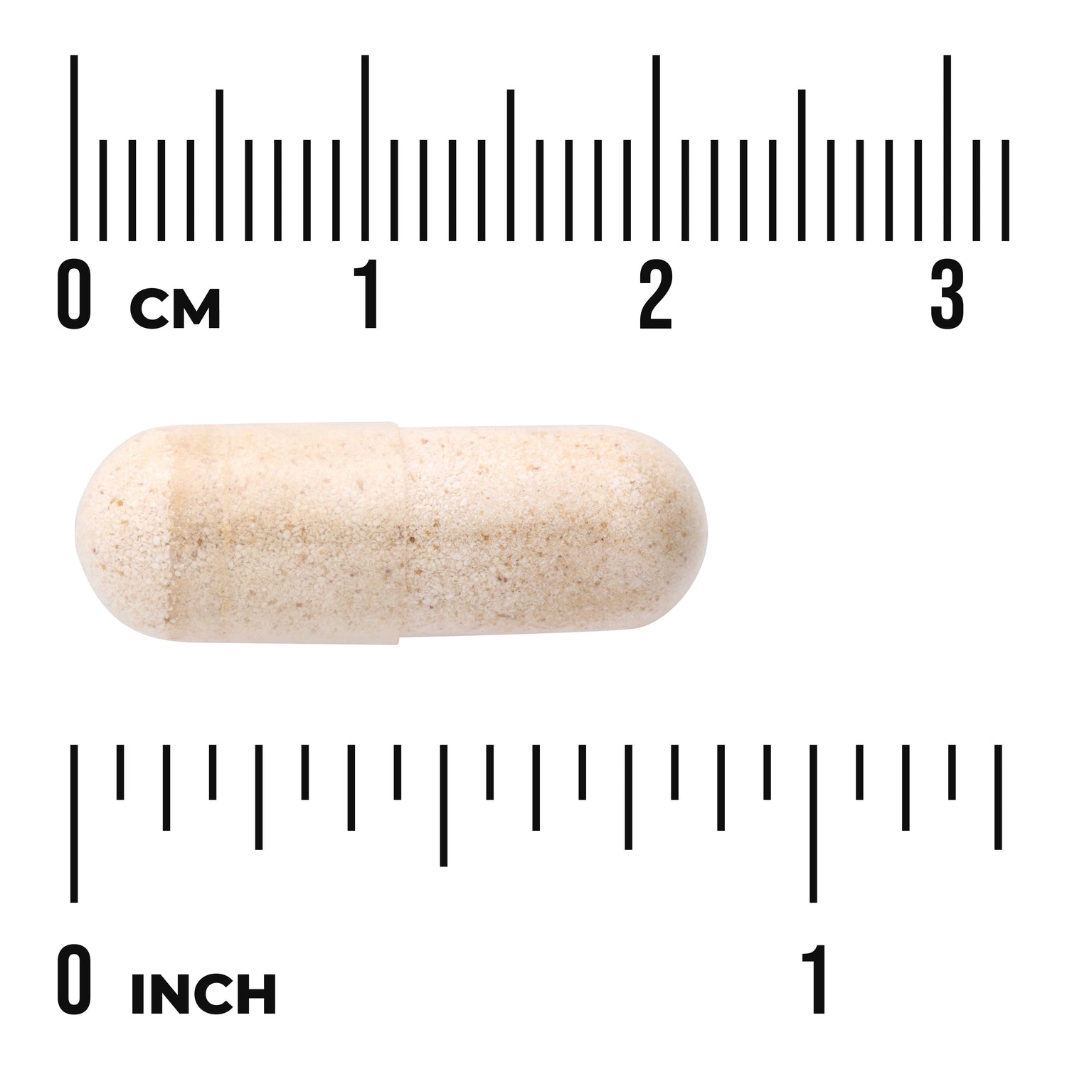 SW962 | Beige capsule with ruler showing size in centimeters and inches