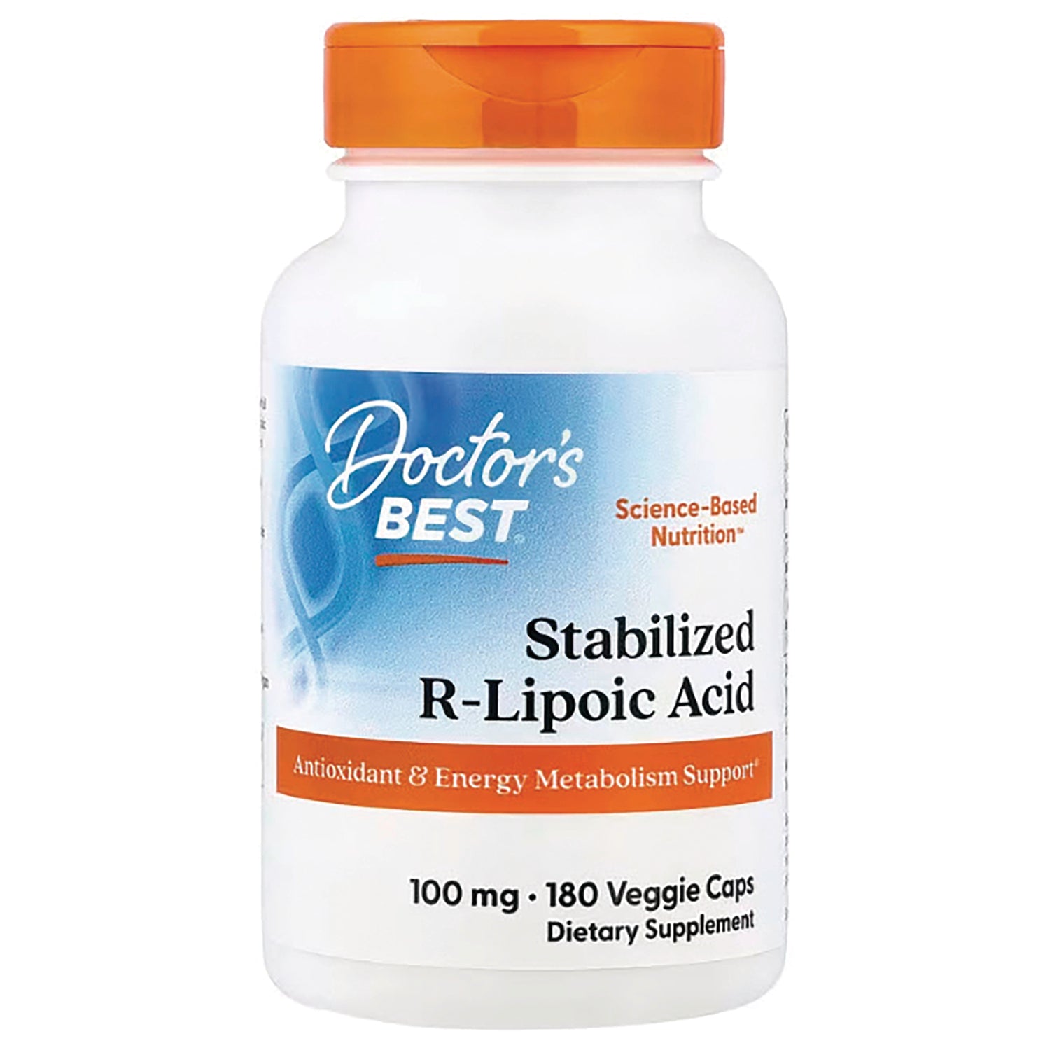 DB144 | Doctor's Best Stabilized R-Lipoic Acid bottle, 100 mg, 180 veggie caps dietary supplement