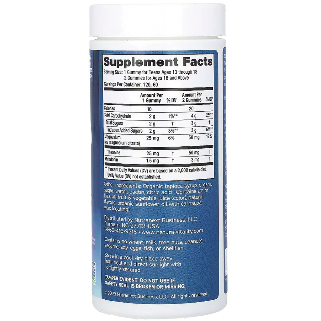 NVT055 | Supplement Facts panel, ingredients and storage instructions on back of blue supplement bottle - Thumbnail
