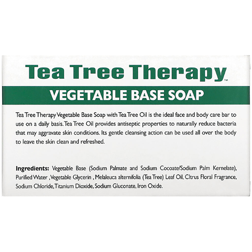 TTT002 | Tea Tree Therapy Vegetable Base Soap back label with product description and ingredients - Thumbnail