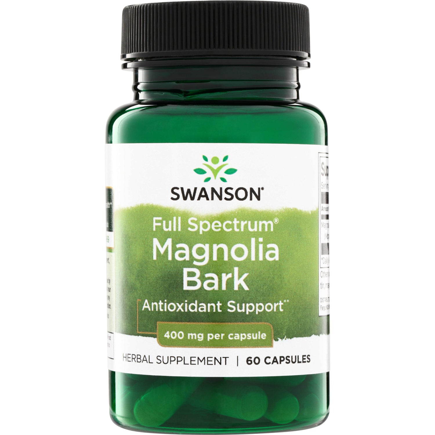 SW1378 | Swanson Full Spectrum Magnolia Bark herbal supplement, Antioxidant Support, 400 mg per capsule, 60 capsules