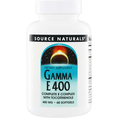 SN292 | Source Naturals Gamma E 400 dietary supplement, complete E complex with tocotrienols, 400 mg, 60 softgels