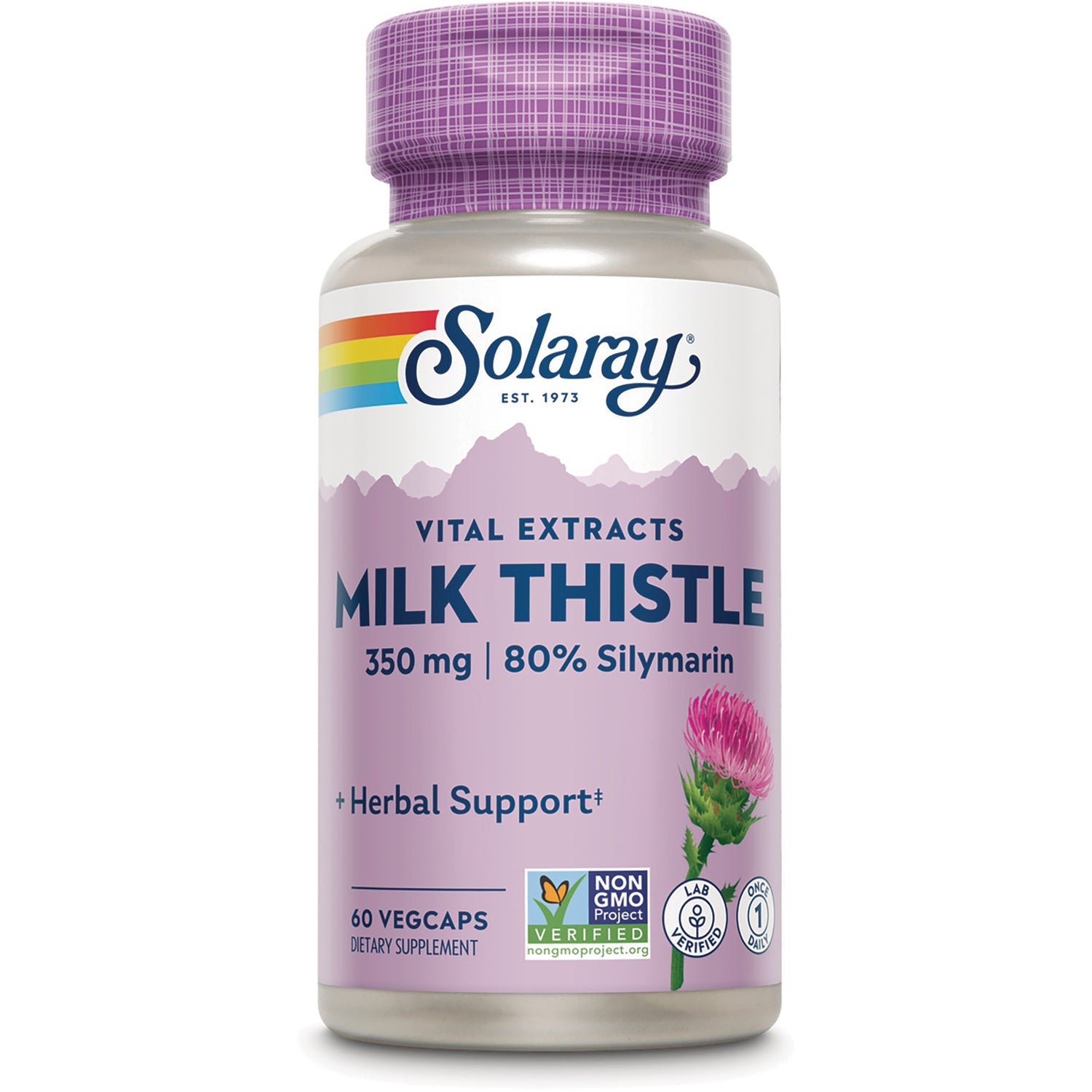 SLR380 | Solaray Vital Extracts Milk Thistle 350 mg, 80% Silymarin, 60 VegCaps