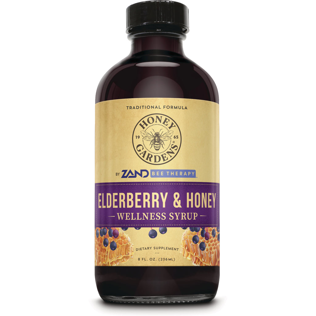 HGR004 | Honey Gardens Elderberry & Honey wellness syrup bottle by Zand, 8 fl oz - Thumbnail