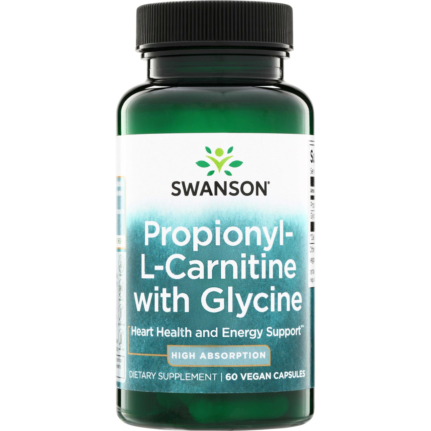 SWU1060 | Swanson Propionyl-L-Carnitine with Glycine supplement bottle, 60 vegan capsules, front label visible