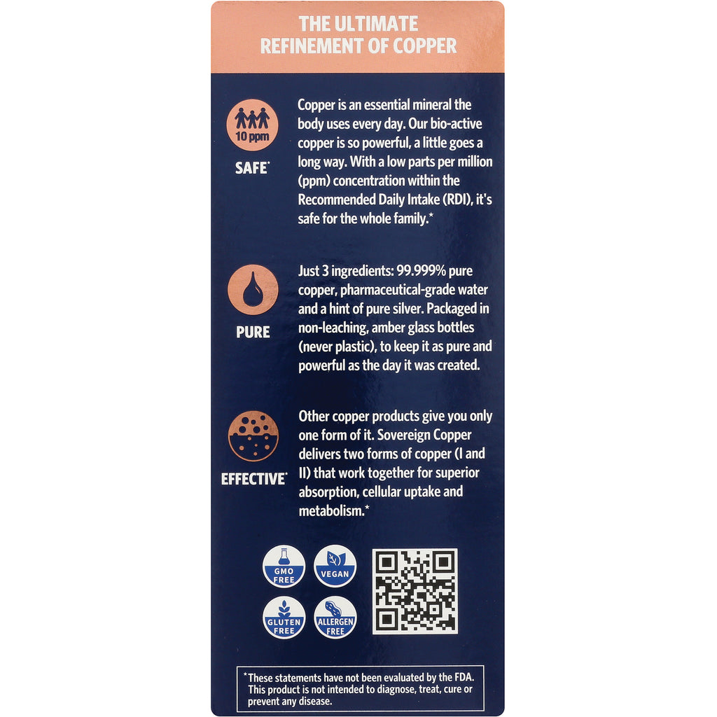 SSL013 | Back panel: The Ultimate Refinement of Copper; Safe, Pure, Effective; GMO Free, Vegan, Gluten Free, Allergen Free - Thumbnail