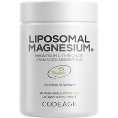 CDG021 | White bottle front labeled LIPOSOMAL MAGNESIUM, MAGNESIUM L-THREONATE, 90 VEGETABLE CAPSULES