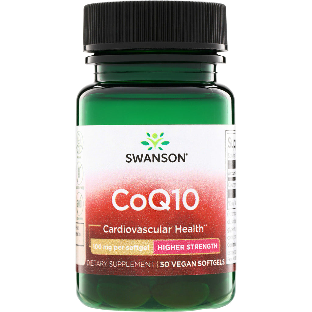 SWU560 | Swanson CoQ10 100 mg, Higher Strength, 50 vegan softgels bottle front - Thumbnail
