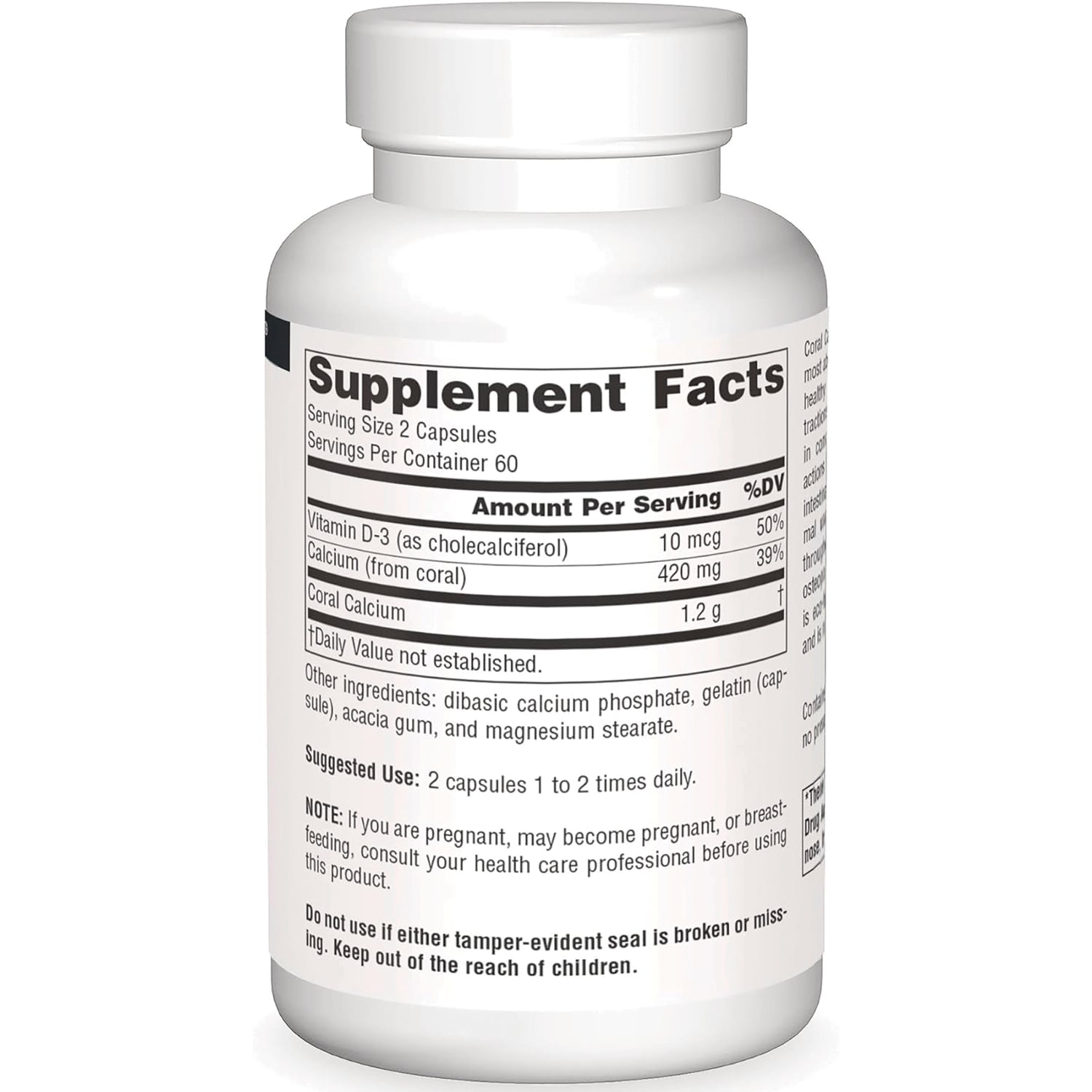 SN286 | Back label with Supplement Facts panel, serving size 2 capsules, 60 servings per container