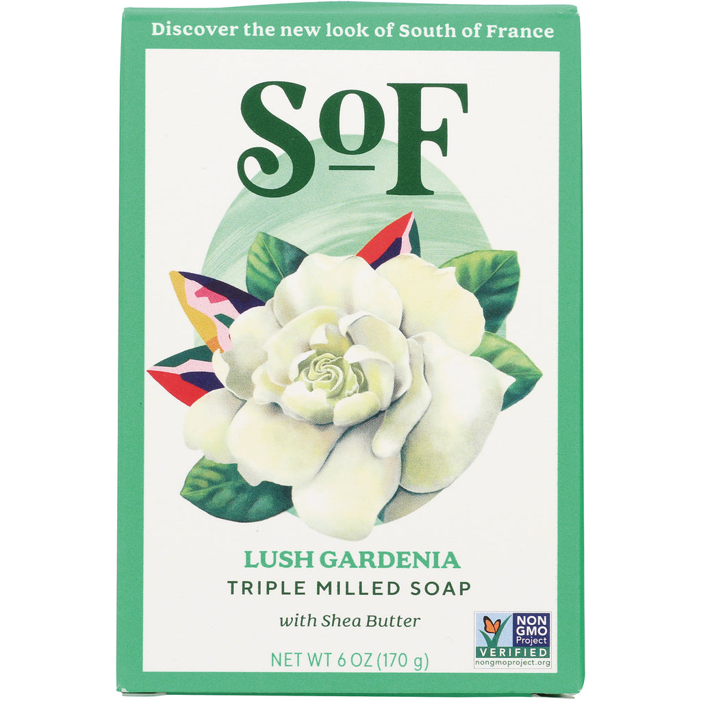 SOF013 | SOF Lush Gardenia Triple Milled Soap with Shea Butter, 6 oz; Non-GMO Project Verified - Thumbnail