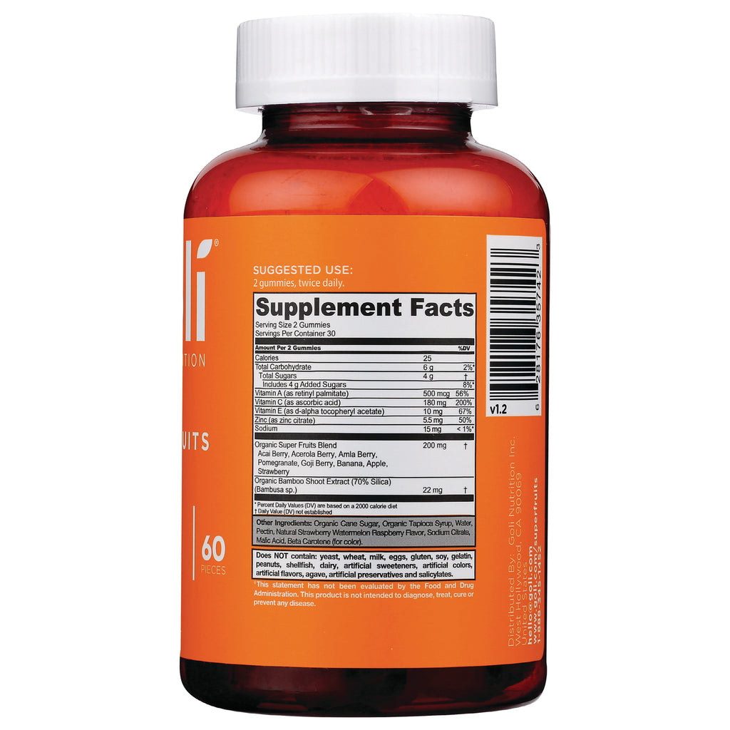 GOL004 | back label showing Supplement Facts panel, ingredients and barcode on orange bottle - Thumbnail