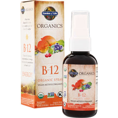 GLF186 | Garden of Life Organics B-12 organic spray, raspberry flavor, 58 ml bottle with box