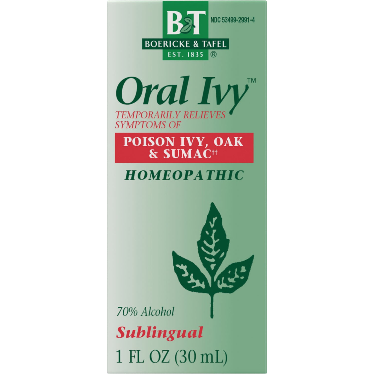 BRK054 | Oral Ivy homeopathic sublingual 1 fl oz box labeled POISON IVY, OAK & SUMAC and 70% Alcohol
