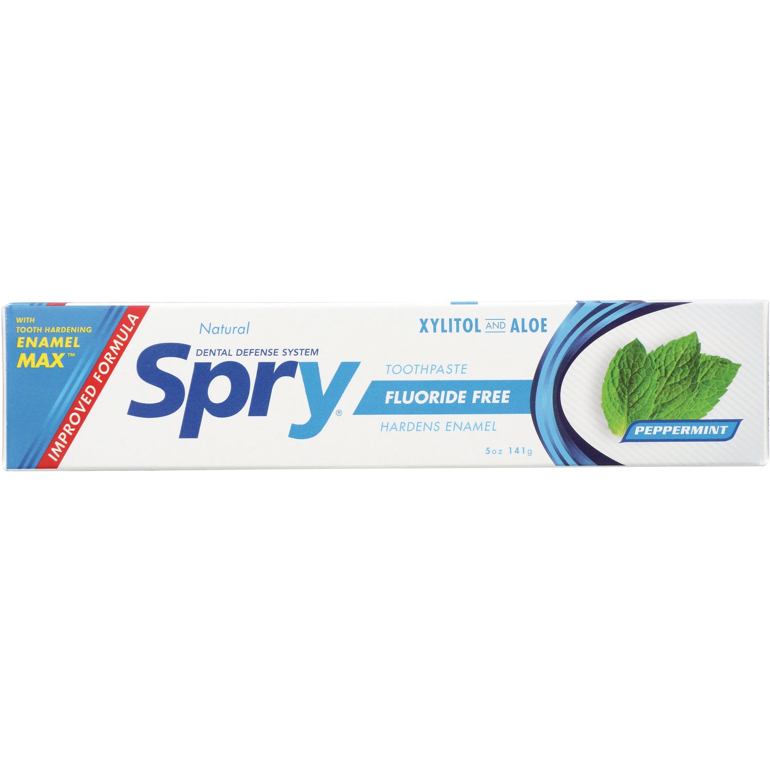 XL002 | Spry Fluoride Free Peppermint toothpaste box, Xylitol and Aloe, 5 oz