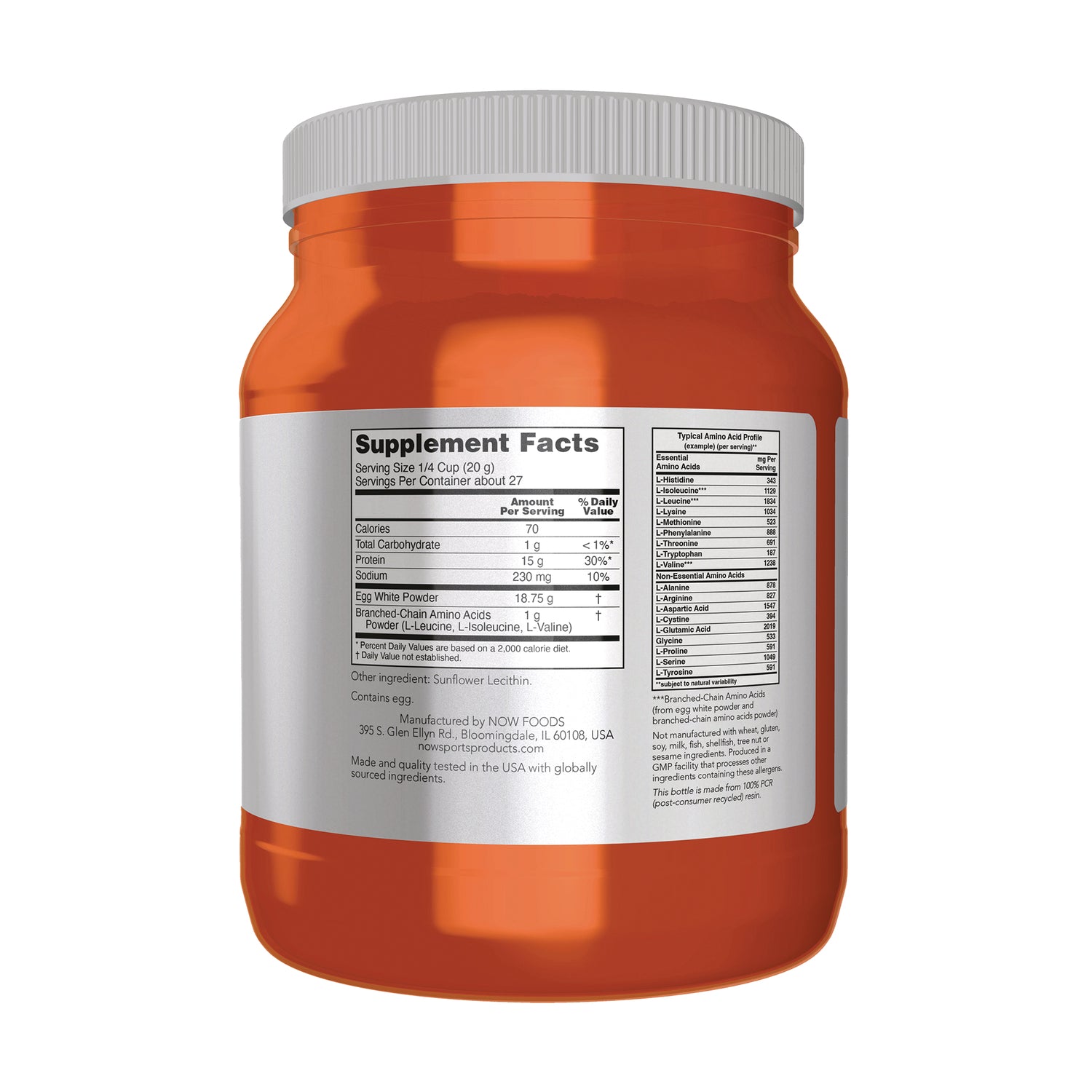 NWF214 | back of orange supplement jar showing Supplement Facts nutrition label and ingredient panel