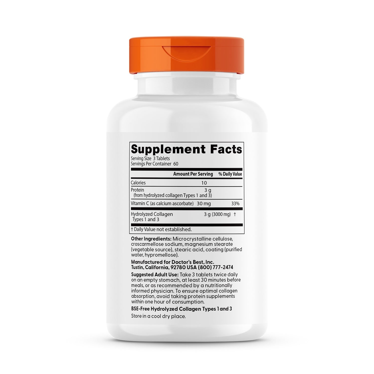 DB127 | back label showing Supplement Facts panel with serving size 3 tablets, ingredients and manufacturer information