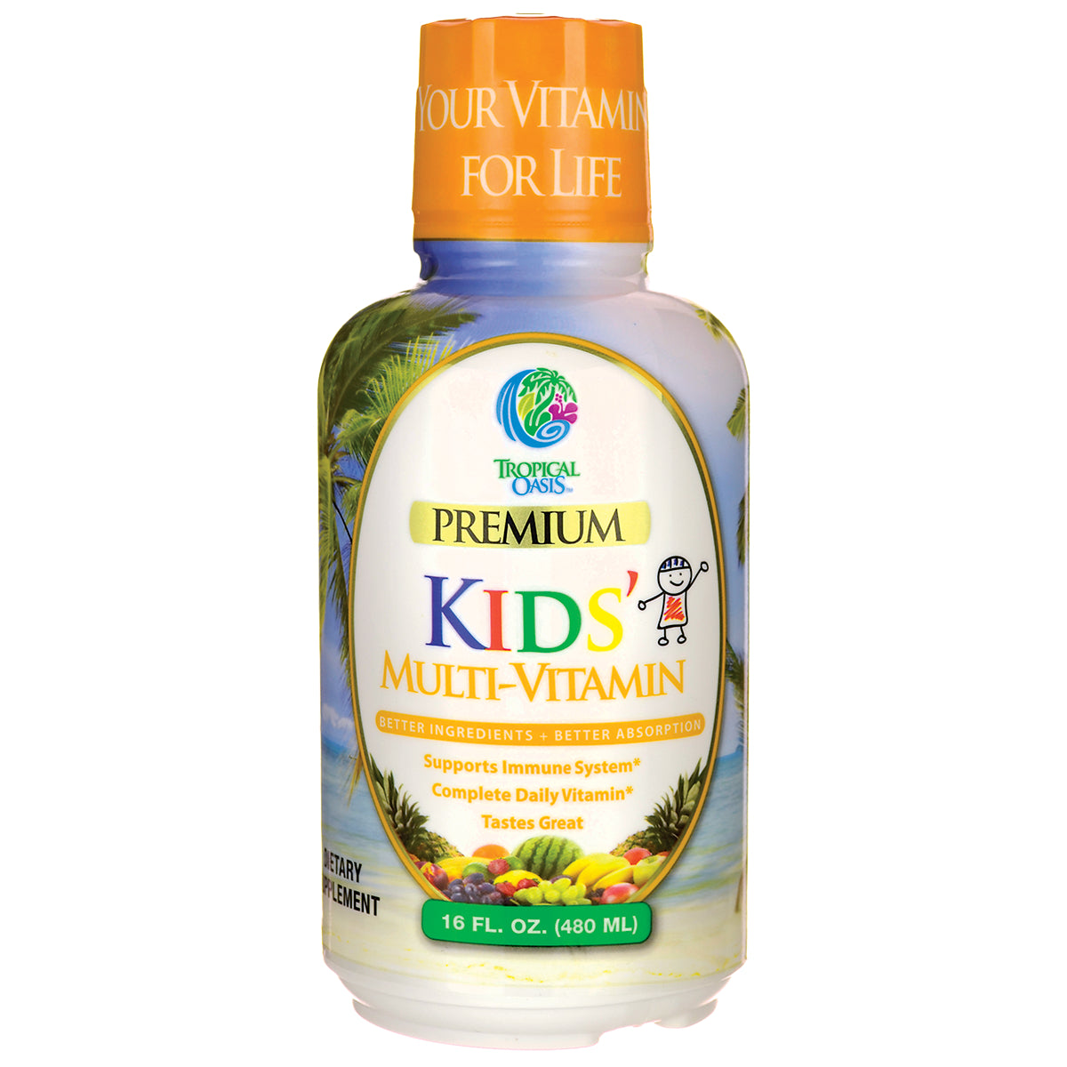 TPL010 | Tropical Oasis Premium Kids' Multi-Vitamin liquid, 16 fl oz bottle