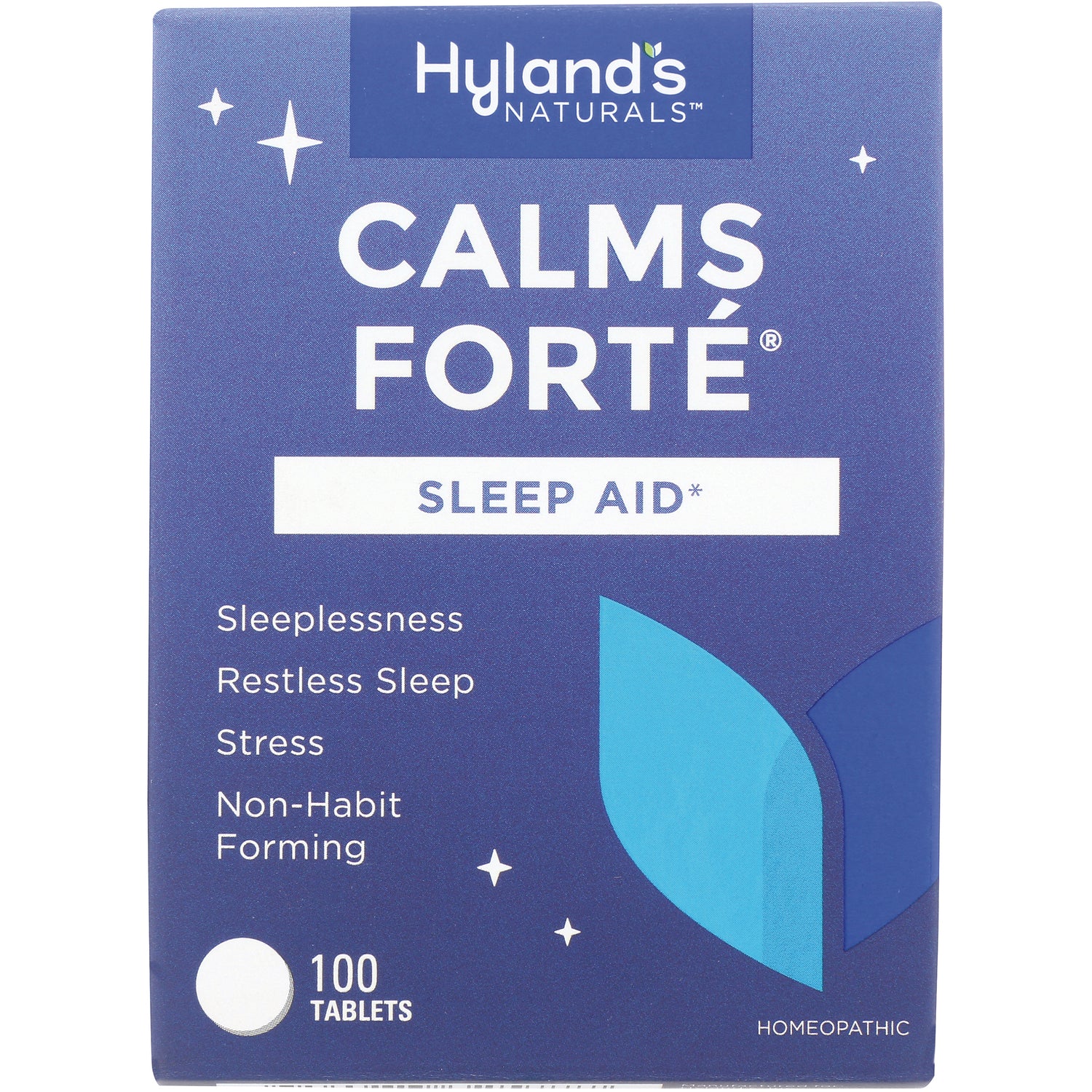 HY261 | Hyland's Naturals CALMS FORTE sleep aid box, 100 tablets, non-habit forming for sleeplessness and stress