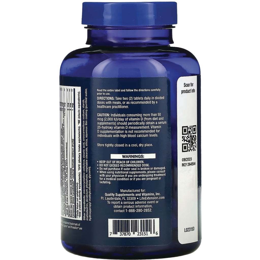 LE565 | back label of blue supplement bottle showing directions, warnings, barcode and QR code - Thumbnail