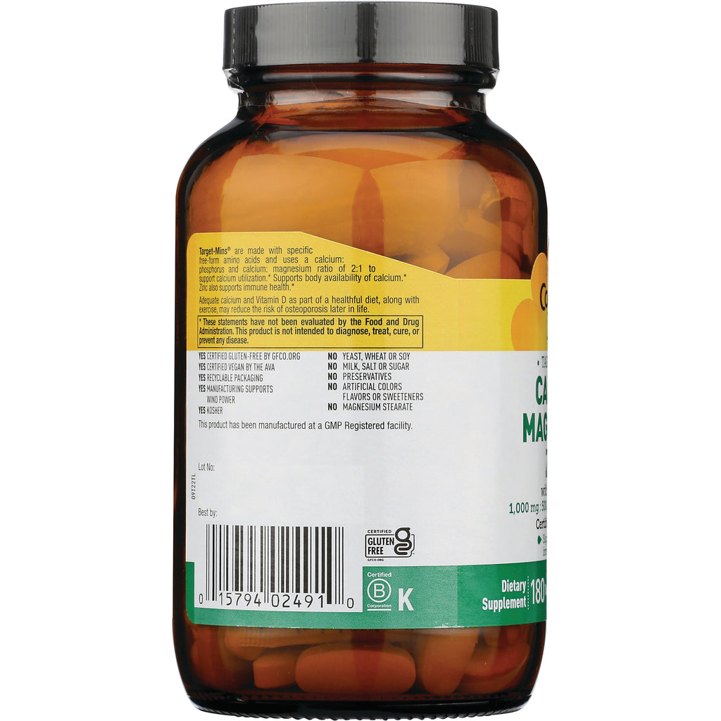 CRL020 | back of amber supplement bottle showing ingredient and claims label, barcode, and visible orange tablets - Thumbnail