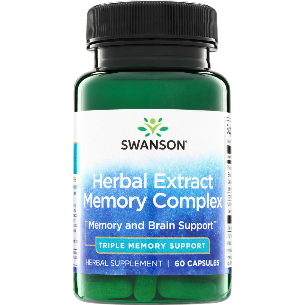 SWU366 | Swanson Herbal Extract Memory Complex bottle, Memory and Brain Support, Triple Memory Support, 60 capsules - Thumbnail