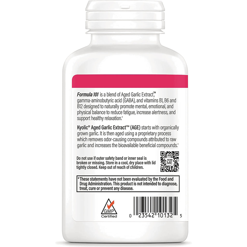 KY117 | Back label of white supplement bottle with product info, warnings, QR code, barcode and GMP logo - Thumbnail